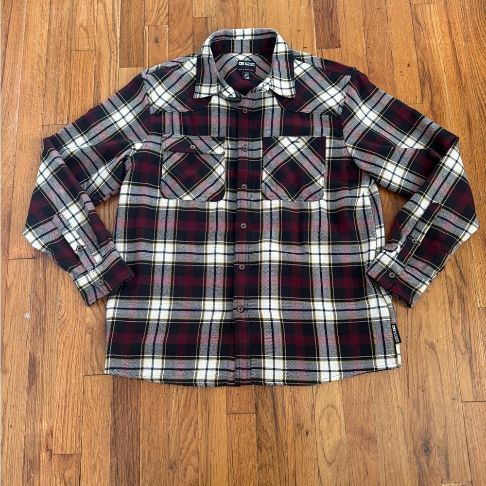 Outdoor Research Men's Feedback Flannel Shirt Kalamata Plaid Large